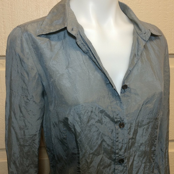 J Crew gray semi-sheer lightweight silk blend top - Picture 2 of 7
